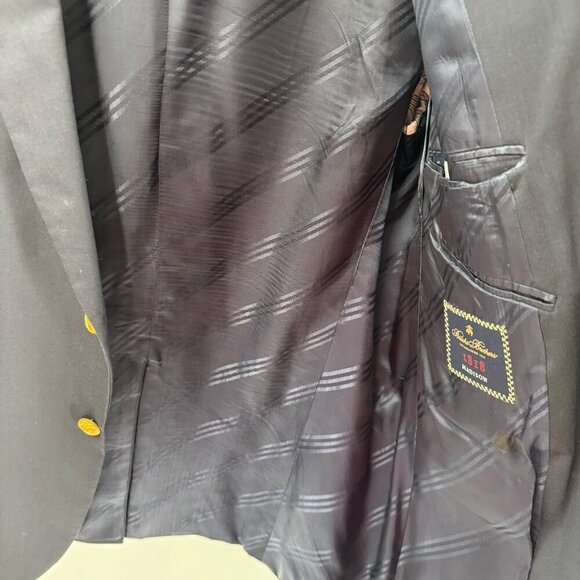 Brooks Brothers 1818 Madison Mens Black Blazer Size 44L 2-Button Imported Fabric - Picture 6 of 10